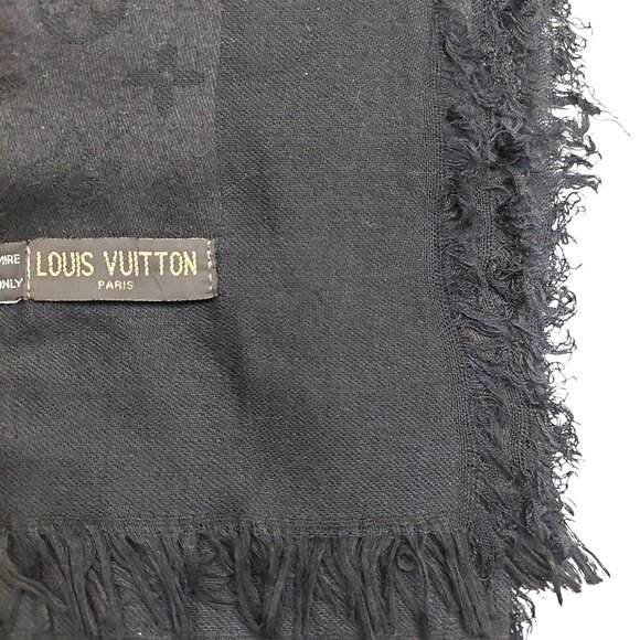 LOUIS VUITTON LV Luxury Vintage Black Monogram Scarf Shawl Wrap - Picture 3 of 11